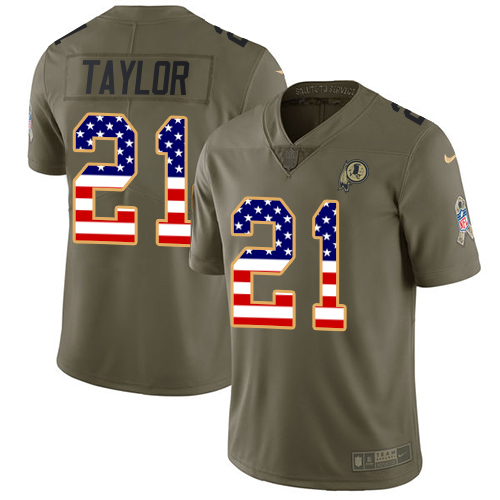 Nike Redskins #21 Sean Taylor Olive/USA Flag Men's Stitched NFL Limited Salute To Service Jersey - Click Image to Close